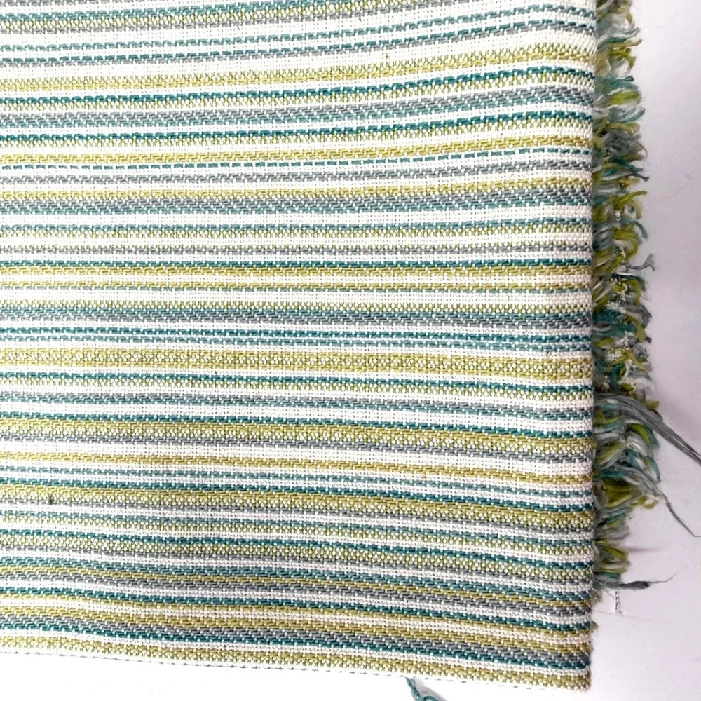 Woven Upholstery Fabric Sage Green Teal Cream Striped Textile 1/2 yd x 60